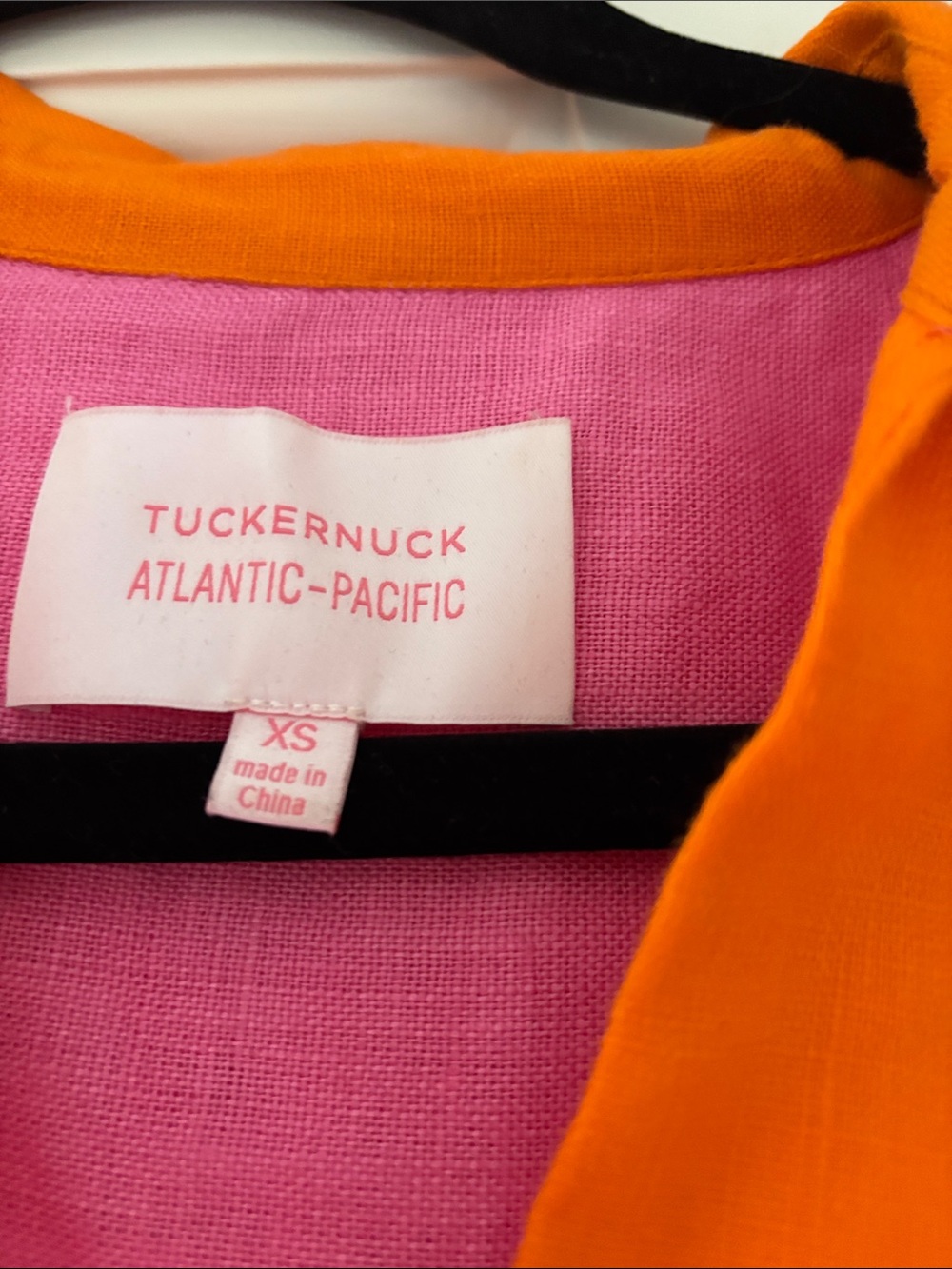 Tuckernuck Atlantic Pacific Pink Tunic with Orange Collar and Turquoise Trim - Picture 3 of 4